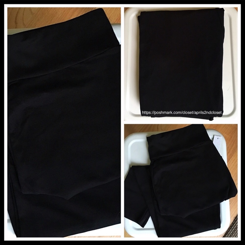 BLACK LEGGINGS KNIT SKINNY PANTS - Picture 4 of 8